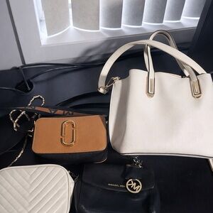 Michael Kors Cream Pebbled Tote with Gold Hardware